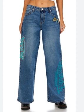Von Dutch Women's Blue Wide-Leg Jeans NWT size 26